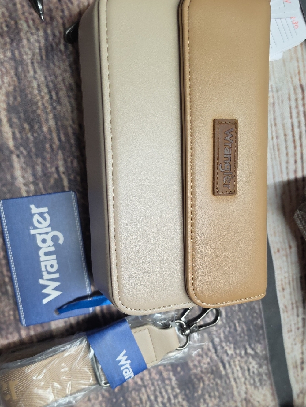 Wrangler Two-Tone Beige and Tan Crossbody Bag
